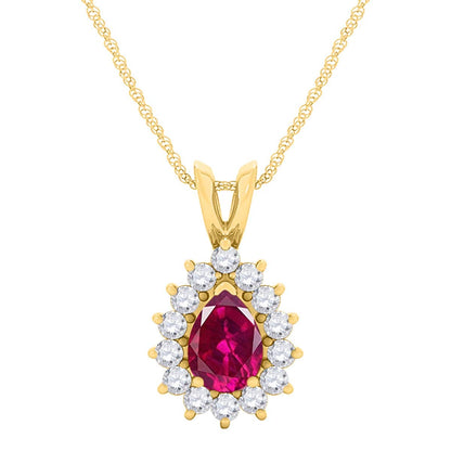 MauliJewels Engagement Necklace for Women 2.21 Carat Beautiful Diamond And Pear Shape Gemstone Pendant 4 prongs 10K Yellow Gold With 18'' Chain