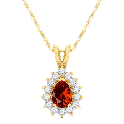 MauliJewels Engagement Necklace for Women 2.21 Carat Beautiful Diamond And Pear Shape Gemstone Pendant 4 prongs 10K Yellow Gold With 18'' Chain