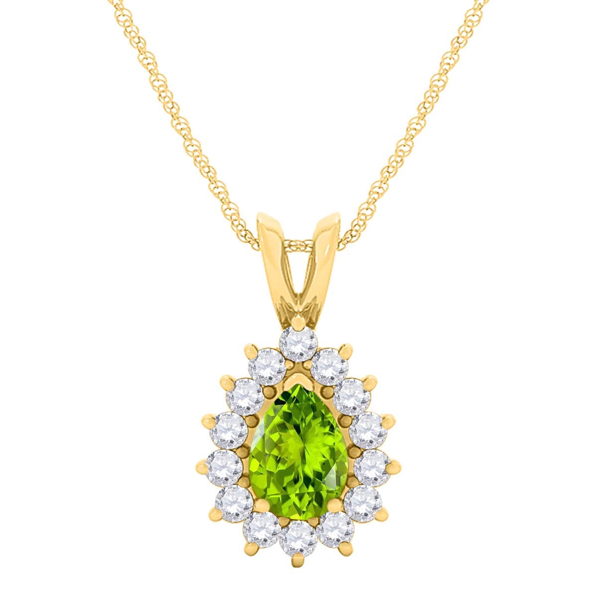 MauliJewels Engagement Necklace for Women 2.21 Carat Beautiful Diamond And Pear Shape Gemstone Pendant 4 prongs 10K Yellow Gold With 18'' Chain