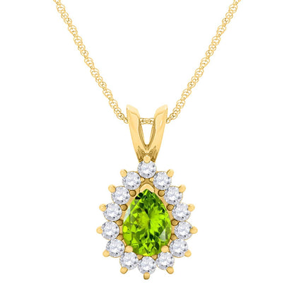 MauliJewels Engagement Necklace for Women 2.21 Carat Beautiful Diamond And Pear Shape Gemstone Pendant 4 prongs 10K Yellow Gold With 18'' Chain