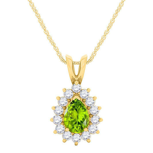 MauliJewels Engagement Necklace for Women 2.21 Carat Beautiful Diamond And Pear Shape Gemstone Pendant 4 prongs 10K Yellow Gold With 18'' Chain