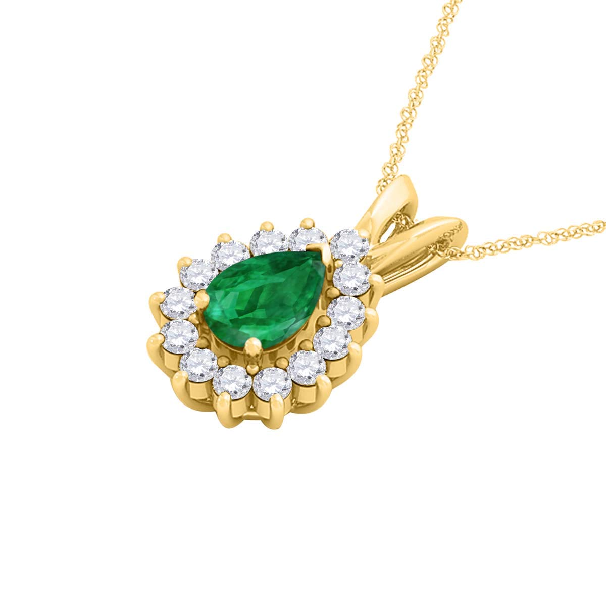 MauliJewels Engagement Necklace for Women 2.21 Carat Beautiful Diamond And Pear Shape Gemstone Pendant 4 prongs 10K Yellow Gold With 18'' Chain