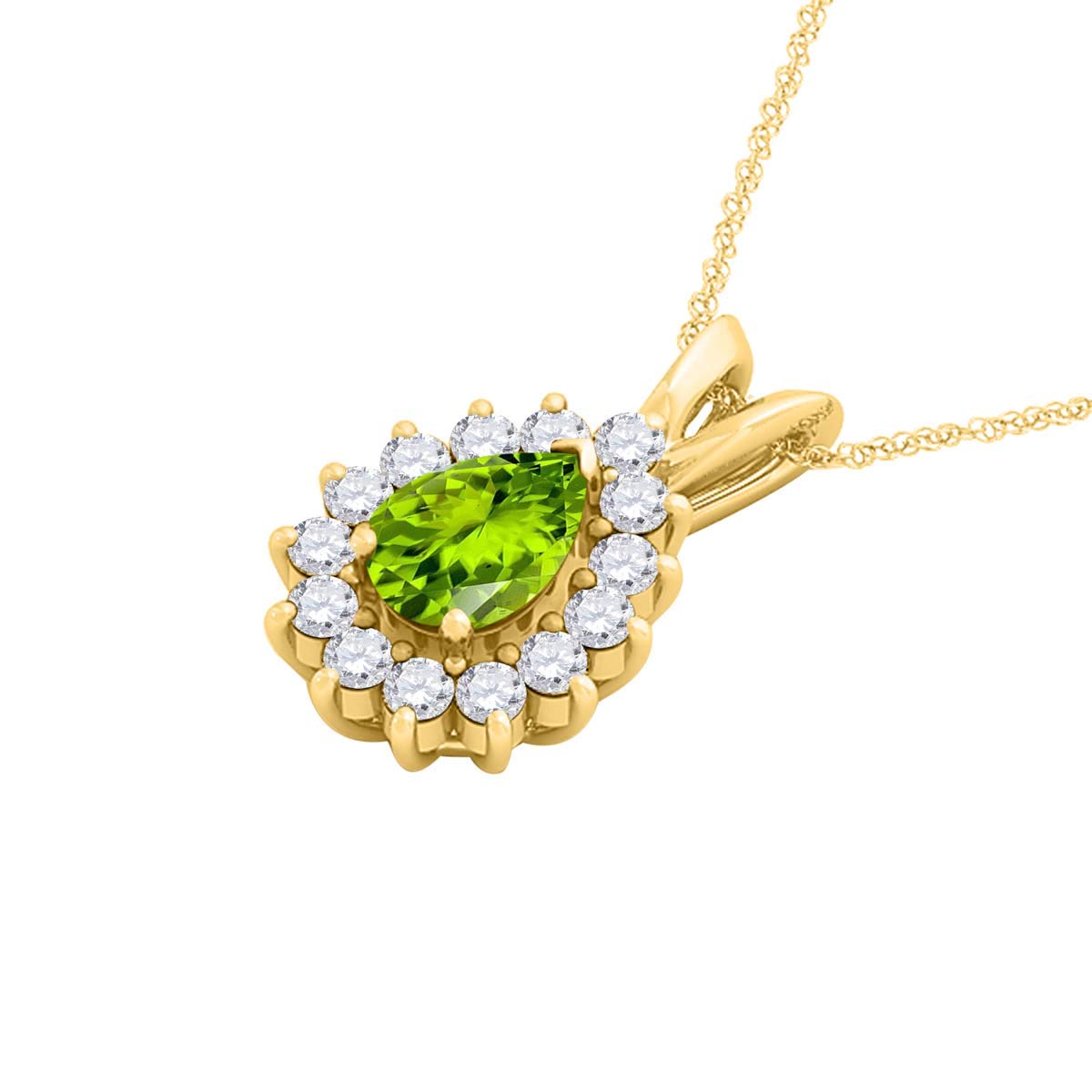 MauliJewels Engagement Necklace for Women 2.21 Carat Beautiful Diamond And Pear Shape Gemstone Pendant 4 prongs 10K Yellow Gold With 18'' Chain