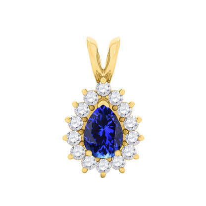 MauliJewels Engagement Necklace for Women 2.21 Carat Beautiful Diamond And Pear Shape Gemstone Pendant 4 prongs 10K Yellow Gold With 18'' Chain