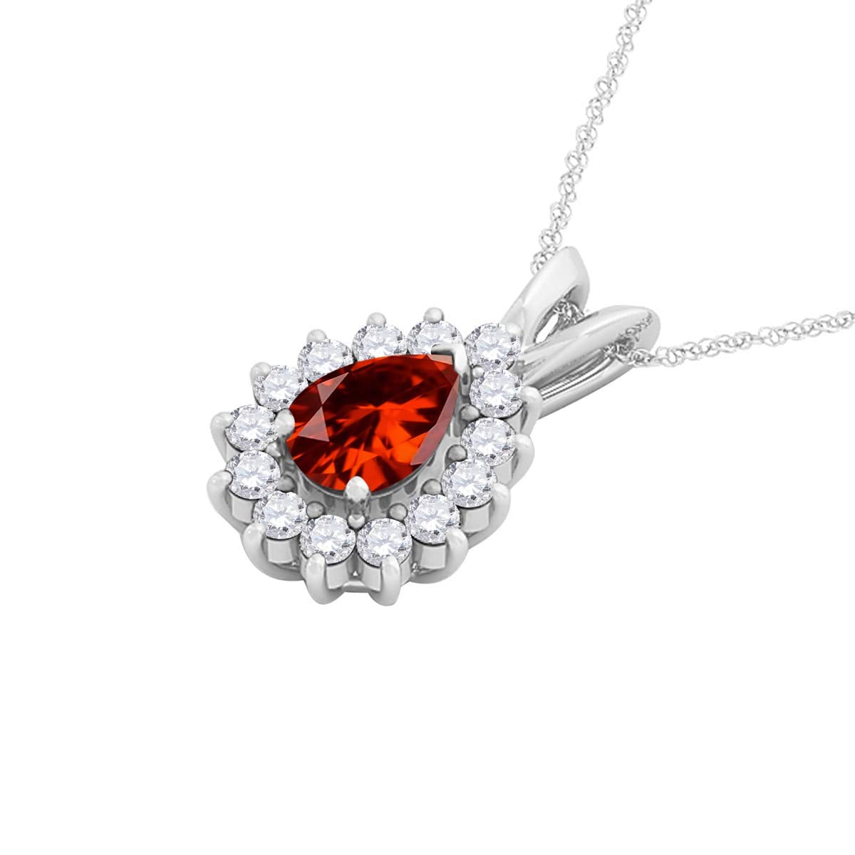 MauliJewels Engagement Necklace Women 2.21 Carat Beautiful Diamond And Pear Shape Gemstone Pendant 4 prongs 10K White Gold With 18'' Rope Chain