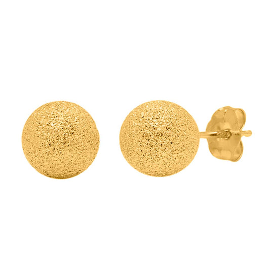 Genuine 14K Yellow Gold Ball Earrings with Laser-Cut Design & Secure Push-Back Mauli Jewels