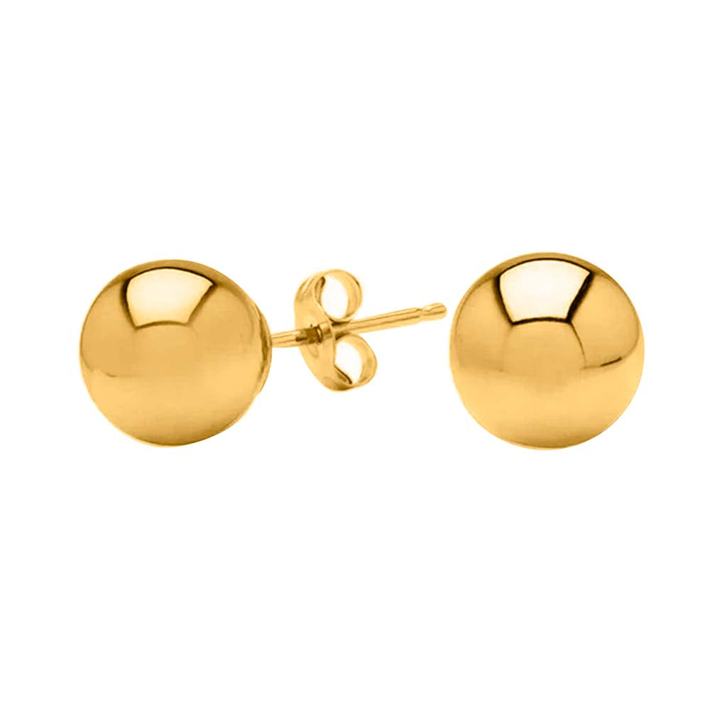 14k Rose Gold Ball Stud Earrings with Butterfly Push-Back – Elegant & Secure Design Mauli Jewels