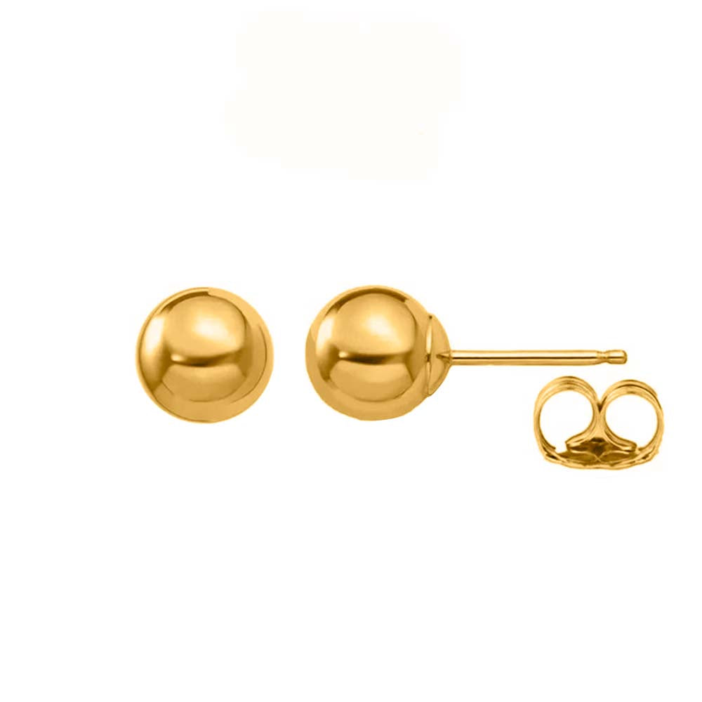 14k Rose Gold Ball Stud Earrings with Butterfly Push-Back – Elegant & Secure Design Mauli Jewels