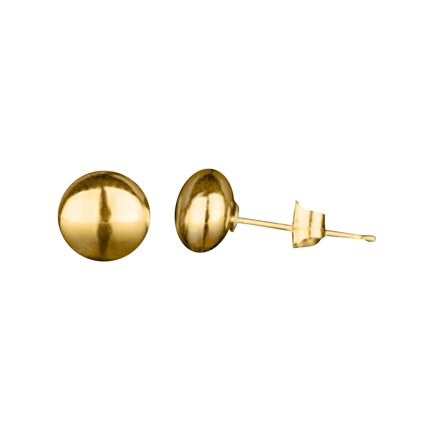 14k Yellow Gold Flat Ball Stud Earrings with Secure Push-Back – Timeless & Elegant Mauli Jewels