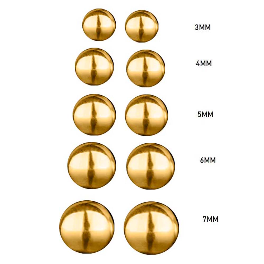 14k Yellow Gold Flat Ball Stud Earrings with Secure Push-Back – Timeless & Elegant Mauli Jewels