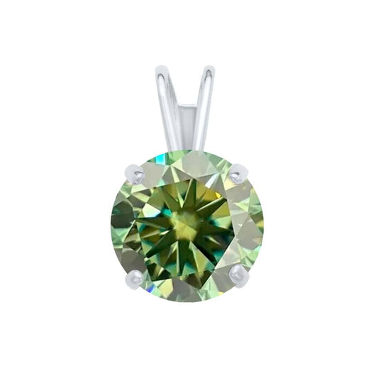 MauliJewels 2.00ct Green Moissanite 14k White Gold Solitaire Pendant with Gold  Silver Chain