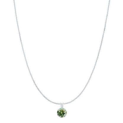 MauliJewels 2.00ct Green Moissanite 14k White Gold Solitaire Pendant with Gold  Silver Chain Mauli Jewels