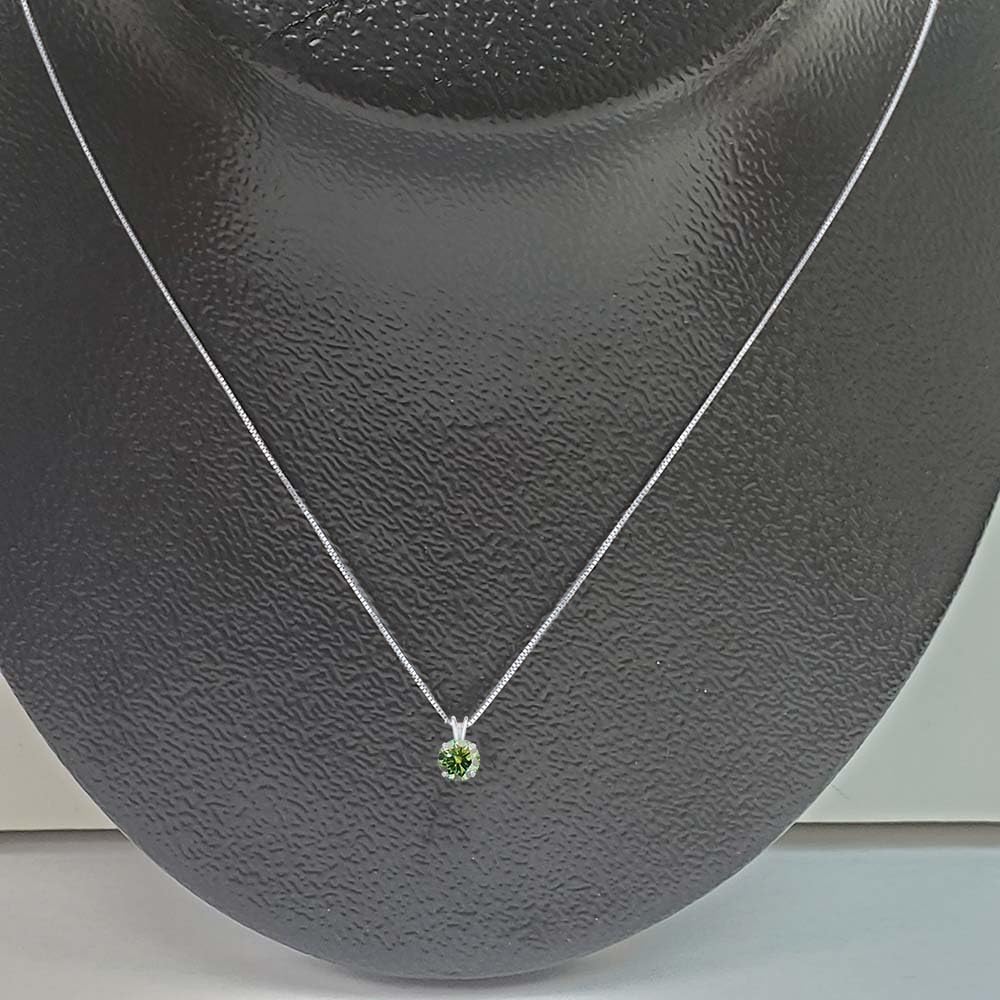 MauliJewels 2.00ct Green Moissanite 14k White Gold Solitaire Pendant with Gold  Silver Chain Mauli Jewels