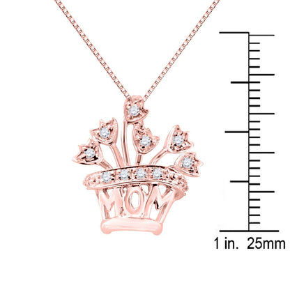 0.10 Carat Natural Diamond Mothers Day Gift Pendant Necklace In 10K Rose White & Yellow Gold Comes With Box Chain