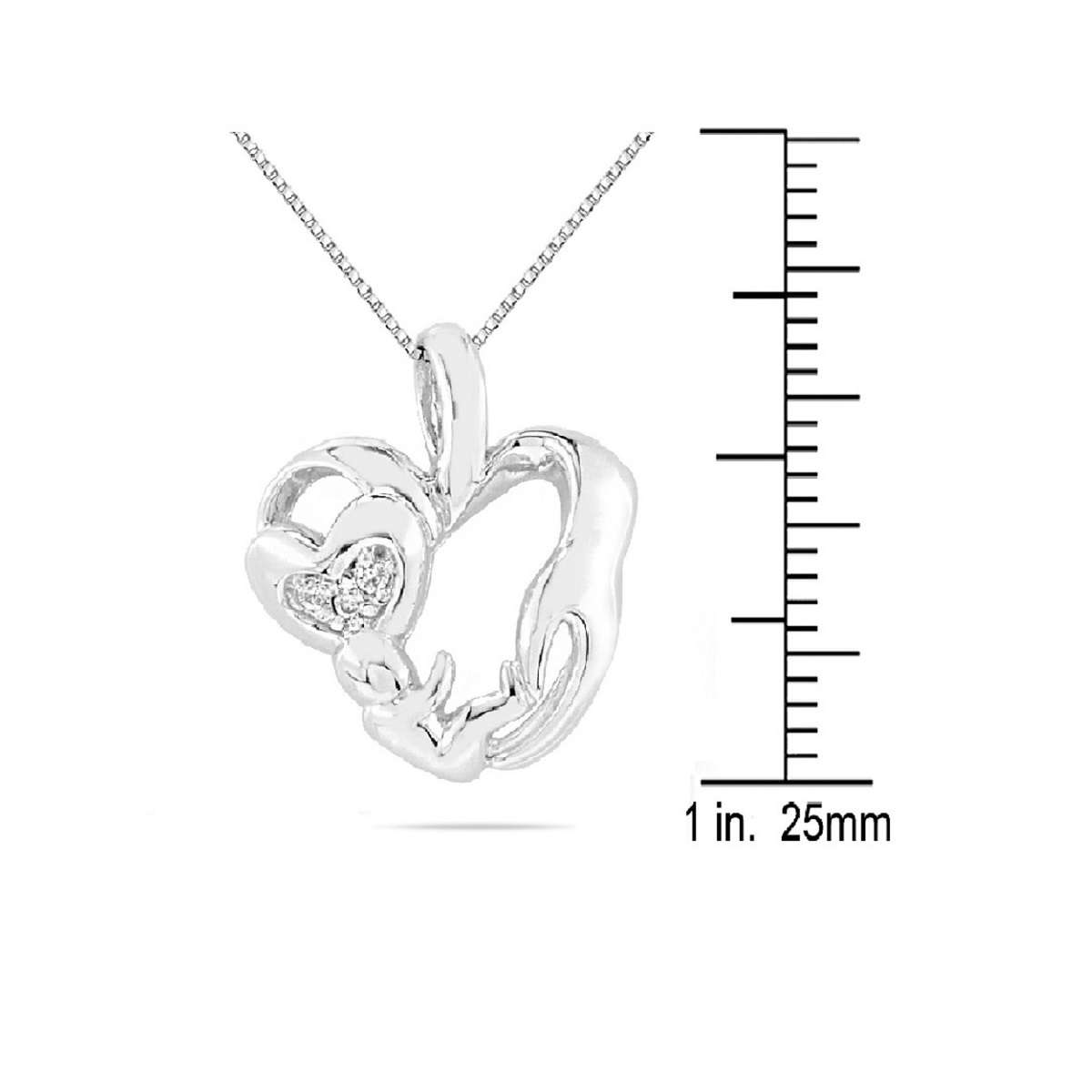 0.05 Ct Natural Diamond 10K Rose White & Yellow Gold Mom- Child Heart Pendant Necklace For Women Mothers Day Gift