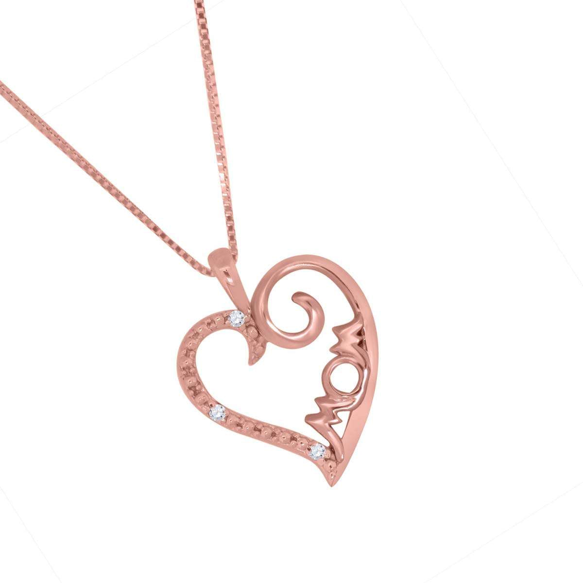 0.025 Carat Lightweight Natural Diamond MoM Heart Shape Pendant Necklace With 18" Box Chain Mothers Day Gift