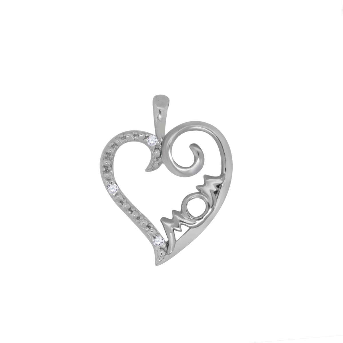 0.025 Carat Lightweight Natural Diamond MoM Heart Shape Pendant Necklace With 18" Box Chain Mothers Day Gift