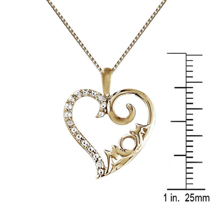 0.025 Carat Lightweight Natural Diamond MoM Heart Shape Pendant Necklace With 18" Box Chain Mothers Day Gift