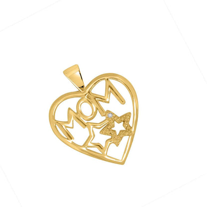 0.005 Carat Heart-Shaped Diamond Mom Pendant Necklace in 10K White & Yellow Gold