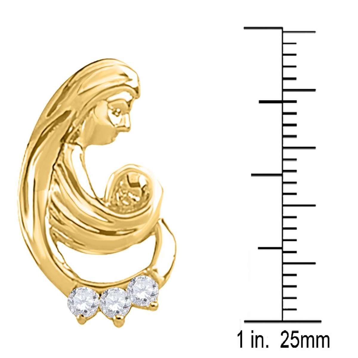 0.25 Carat Natural Diamond Three Stone Mom- Child Pendant Necklace In 10K Rose White & Yellow Gold With 18" Box Chain