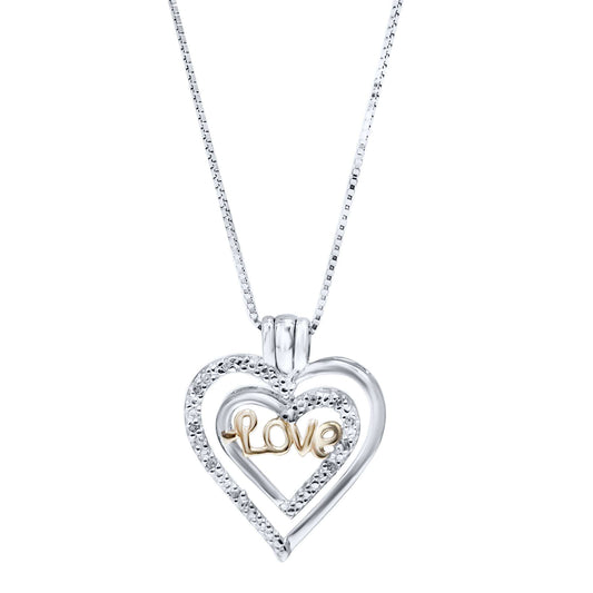 MAULI JEWELS 0.07 Carat Love Design Heart-Shape Pendant Necklace For Womens In 925 Sterling Silver Gold Plated