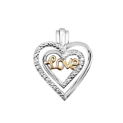 MAULI JEWELS 0.07 Carat Love Design Heart-Shape Pendant Necklace For Womens In 925 Sterling Silver Gold Plated