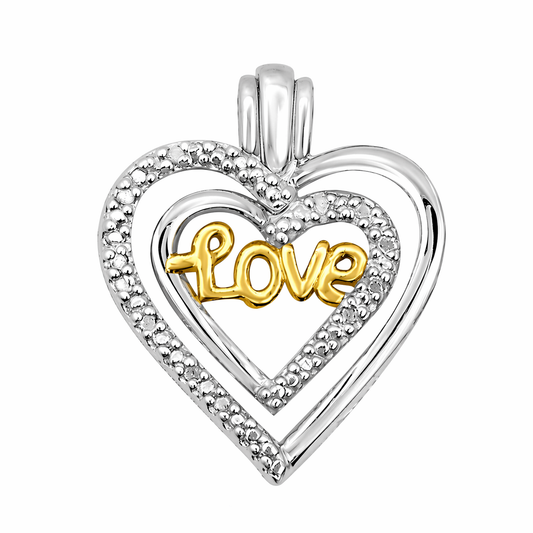 MauliJewels 0.07 Carat Diamond Heart Love Pendant Necklace for Women, 925 Sterling Silver with 18 Inch Silver Chain, Open Heart Love Design