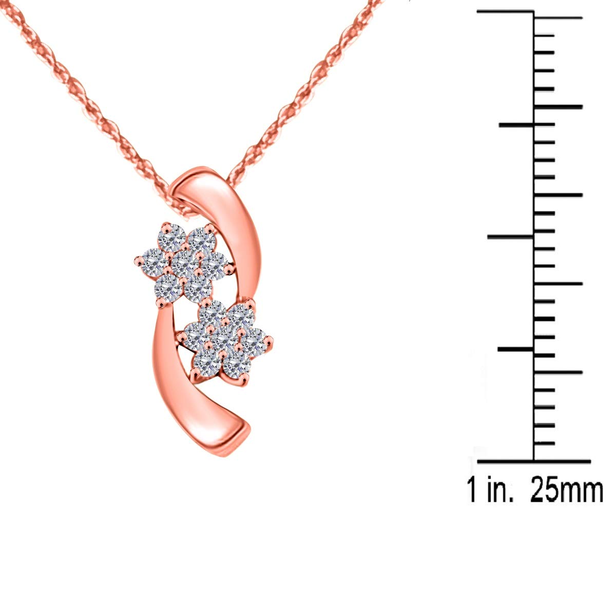 MauliJewels Engagement Necklace for Women 0.25 Carat Handcrafted Floral Diamond Pendant 4 Prong-Setting 10K Rose, White & Yellow Gold With 18'' Chain Mauli Jewels