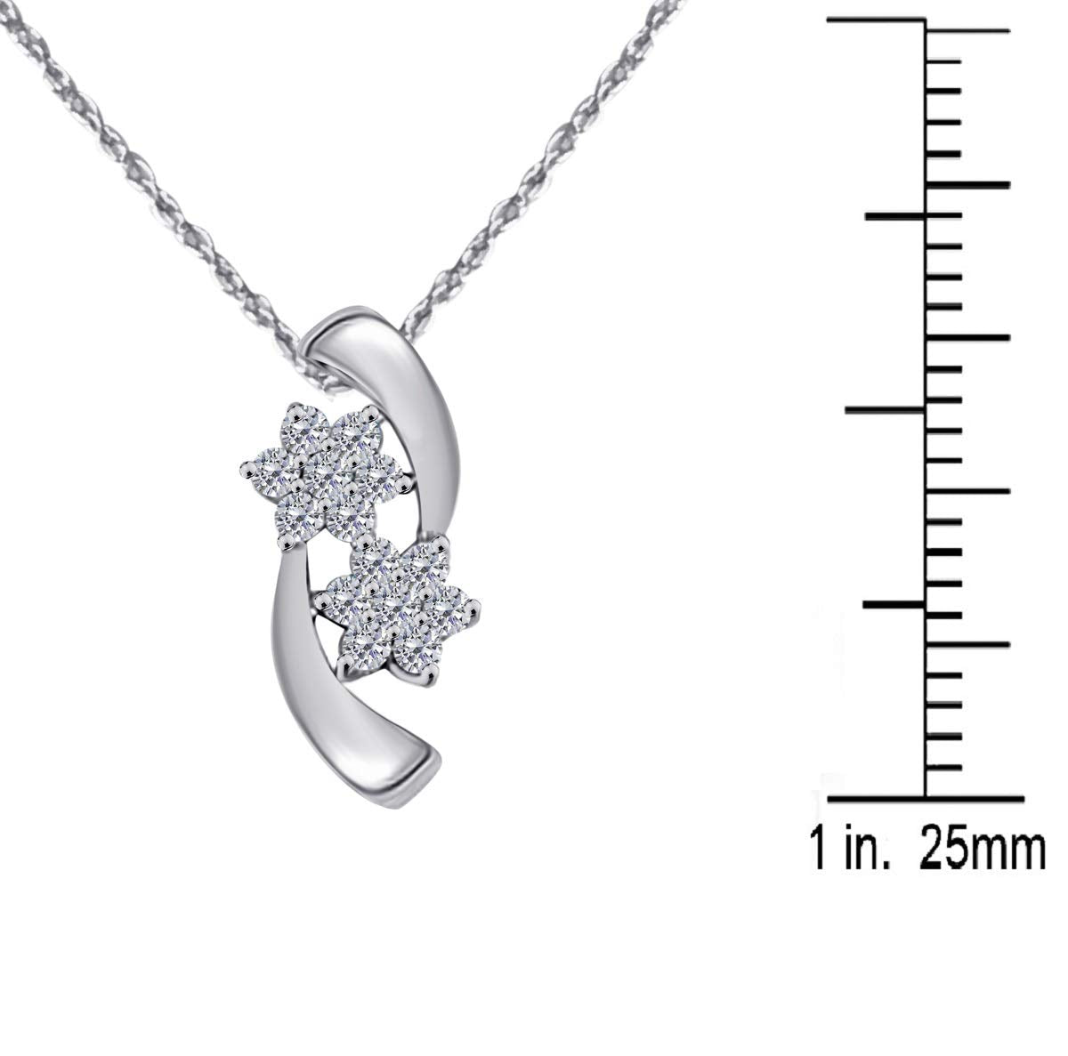 MauliJewels Engagement Necklace for Women 0.25 Carat Handcrafted Floral Diamond Pendant 4 Prong-Setting 10K Rose, White & Yellow Gold With 18'' Chain Mauli Jewels