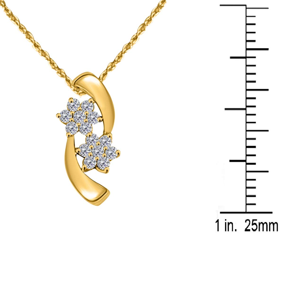 MauliJewels Engagement Necklace for Women 0.25 Carat Handcrafted Floral Diamond Pendant 4 Prong-Setting 10K Rose, White & Yellow Gold With 18'' Chain Mauli Jewels