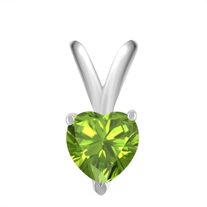 Mauli Jewels Engagement Necklace for Women 0.95 Carat Heart Peridot Pendant 4-prong 14k White Gold Mauli Jewels