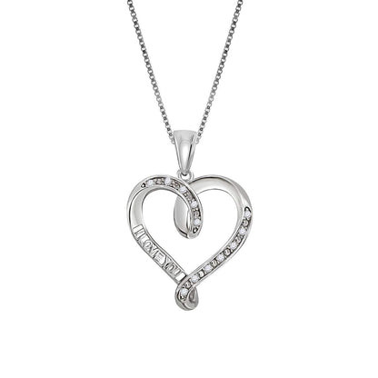 MauliJewels Engagement Necklace for Women 0.06 Carat Natural White Diamond Heart Shape I LOVE YOU Pendant Necklace With 18" Box Chain Prong 10K Rose White Yellow Gold Wedding Jewelry Collection Mauli Jewels