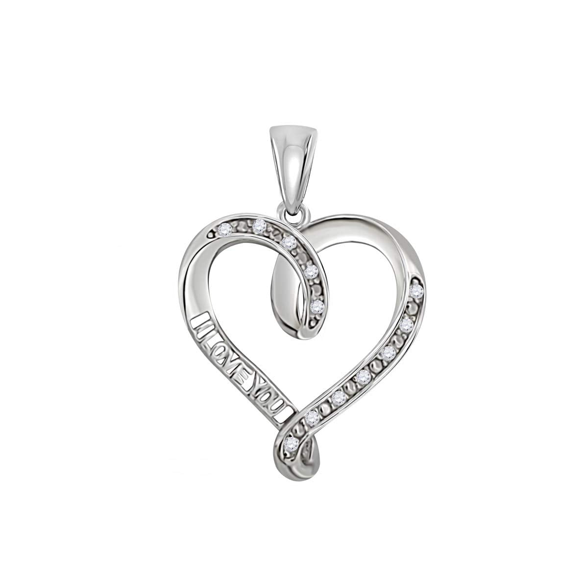 MauliJewels Engagement Necklace for Women 0.06 Carat Natural White Diamond Heart Shape I LOVE YOU Pendant Necklace With 18" Box Chain Prong 10K Rose White Yellow Gold Wedding Jewelry Collection Mauli Jewels