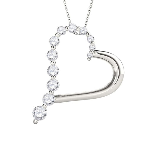 MauliJewels Diamond Heart Pendant For Women 0.50(1/2) Carat Natural Diamond Heart Shape Pendant Necklace In 14K White Gold With 18" Gold Plated 925 Sterling Silver Box Chain Mauli Jewels