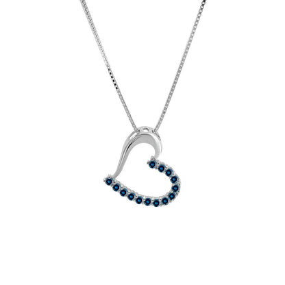 MauliJewels Engagement Necklace for Women 0.56 Carat Natural Blue Diamond Heart Shape Women's Pendant 4 Prong-Setting 10K White Gold With 18" Chain Genuine Diamond Wedding Jewelry Mauli Jewels