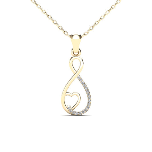 MauliJewels 0.05 Carat Natural Diamond Swirl Heart Shape Pendant Necklace For Women In 10K Yellow Gold With 18" Chain Mauli Jewels