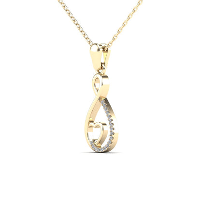 MauliJewels 0.05 Carat Natural Diamond Swirl Heart Shape Pendant Necklace For Women In 10K Yellow Gold With 18" Chain Mauli Jewels