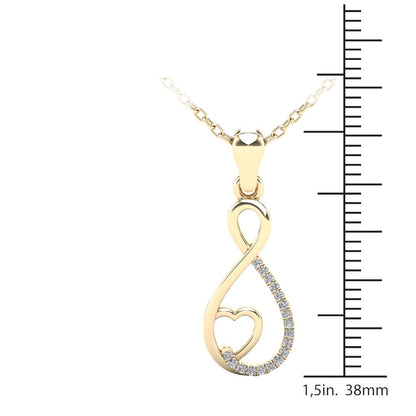 MauliJewels 0.05 Carat Natural Diamond Swirl Heart Shape Pendant Necklace For Women In 10K Yellow Gold With 18" Chain Mauli Jewels