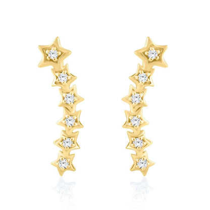 0.15 Carat Diamond Earrings Star Shaped 14k Rose/ White & Yellow Gold Genuine Wedding Jewelry Collection