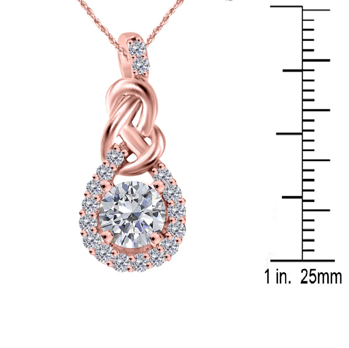 MauliJewels Engagement Necklace for Women 0.36 Carat Stylish Knotted Diamond Pendant 4 prong 10K Rose Gold With 18'' Chain Mauli Jewels