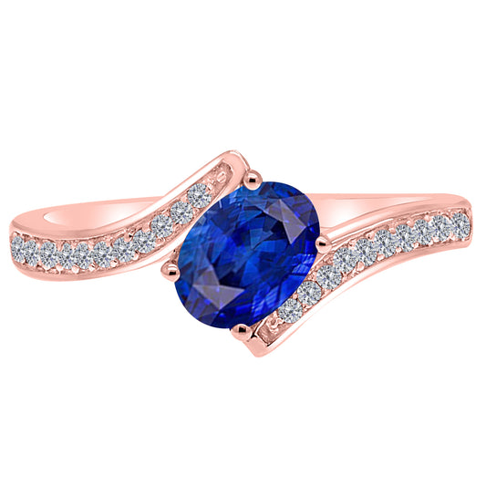 MauliJewels Rings for Women 1.05 Carat Tanzanite and Labgrown Diamond Ring Prong Setting in 10K Rose, White & Yellow Gold | Oval Gemstone Wedding Jewelry Collection