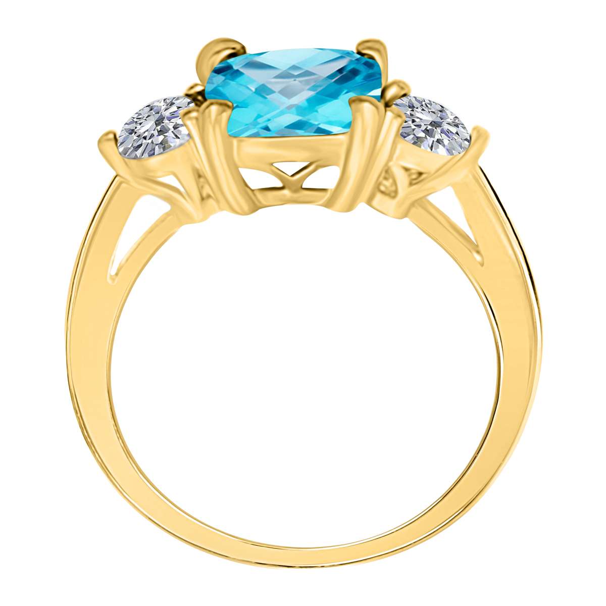 2.20 Carat Blue Topaz & Natural Diamond Gemstone Rings For Women in 14K Solid Rose Yellow & White Gold