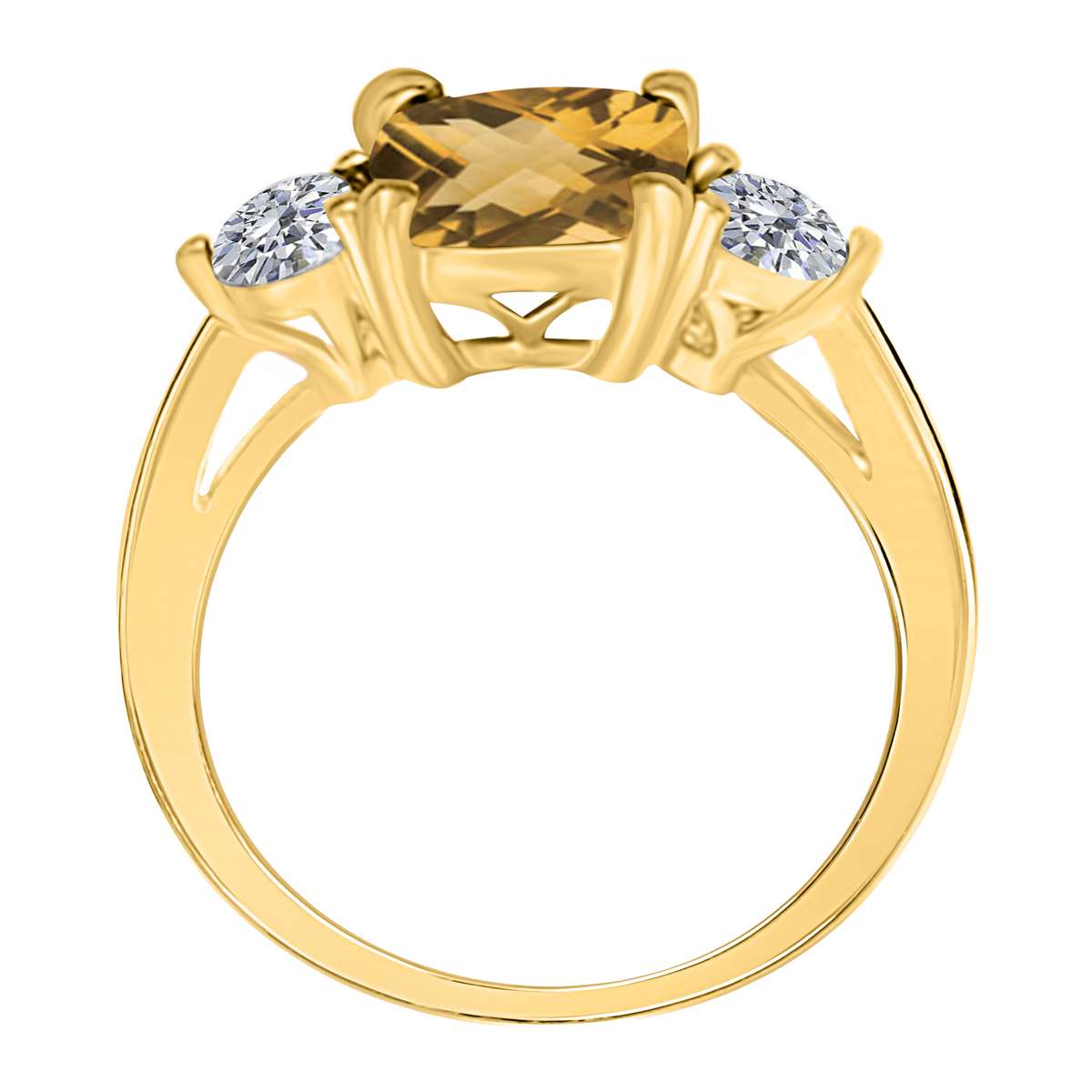 14K Solid Rose White & Yellow Gold 2.20 Carat Cushion Cut Citrine and Natural Round Diamond Gemstone Rings