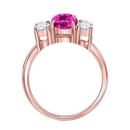 MAULIJEWELS 2.05 Carat Oval-Shaped Pink Topaz & Diamond Ring in 14K White, Rose, and Yellow Gold Mauli Jewels