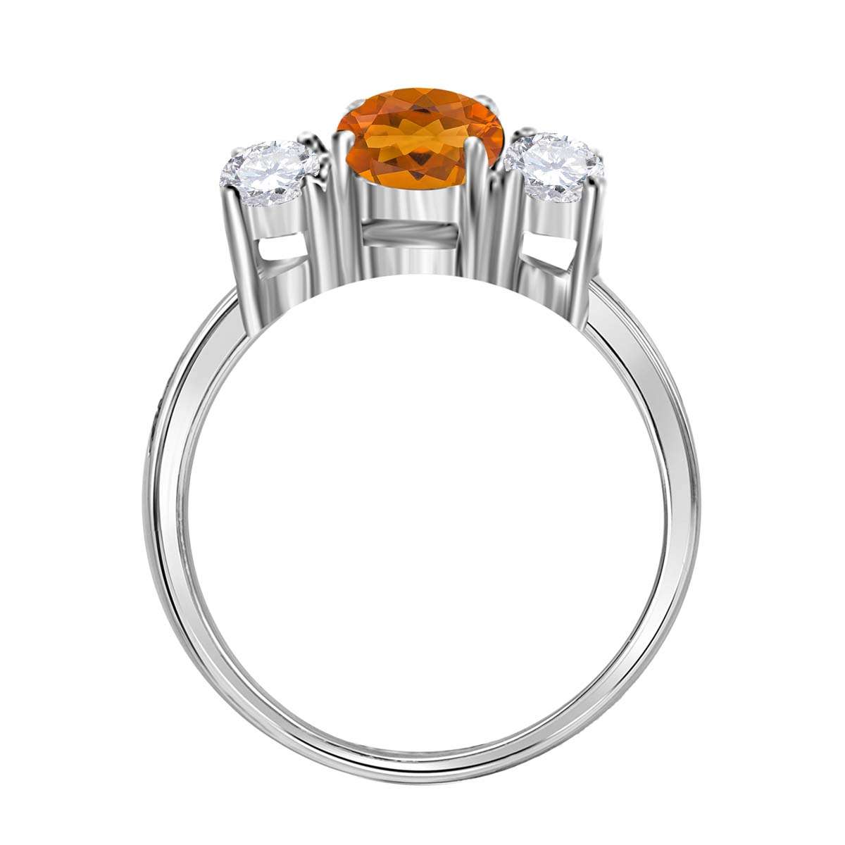 MAULIJEWELS  2.05 Carat Diamond And Oval Shaped Citrine Gemstone Ring 14K White Rose & Yellow Gold