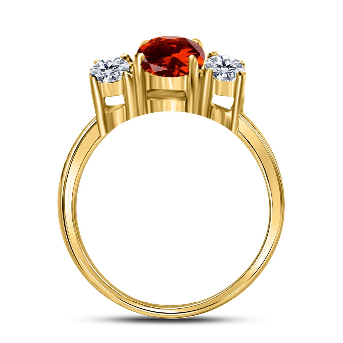 MAULIJEWELS  2.05 Carat Diamond And Oval Shaped Garnet Gemstone Ring 14K White Rose & Yellow Gold