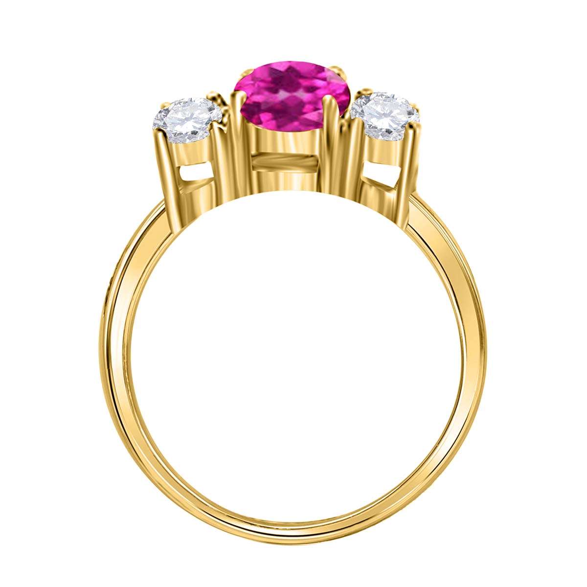 MAULIJEWELS  2.05 Carat Diamond And Oval Shaped Pink-Topaz Gemstone Ring 14K White Rose & Yellow Gold