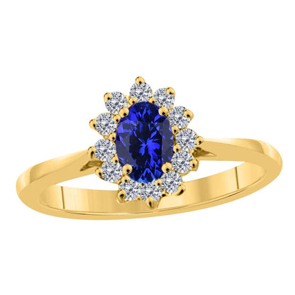 Mauli Jewels 0.90 Carat Diamond and Oval Shaped Tanzanite Gemstone Halo Ring in 10K White, Rose & Yellow Gold