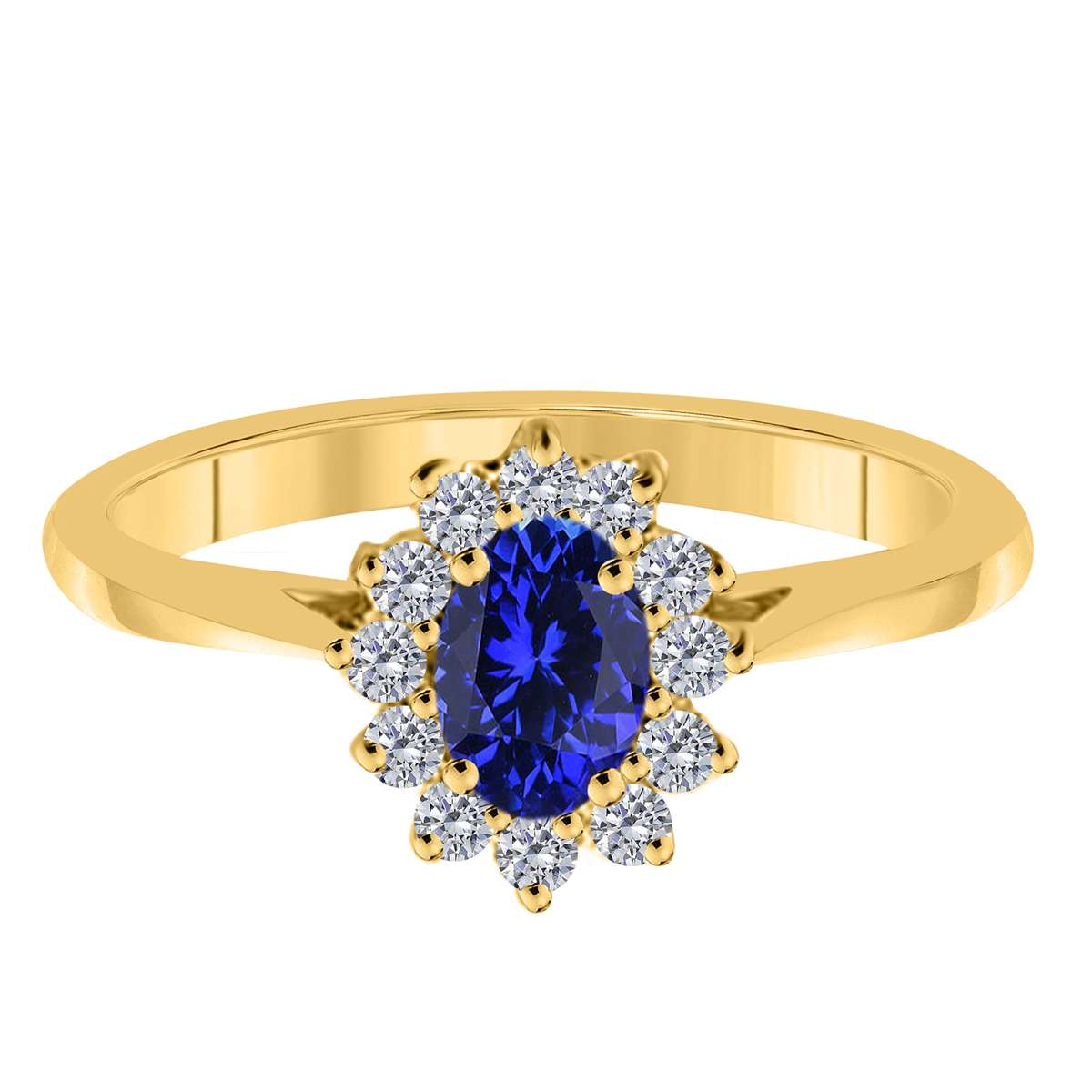 Mauli Jewels 0.90 Carat Diamond and Oval Shaped Tanzanite Gemstone Halo Ring in 10K White, Rose & Yellow Gold