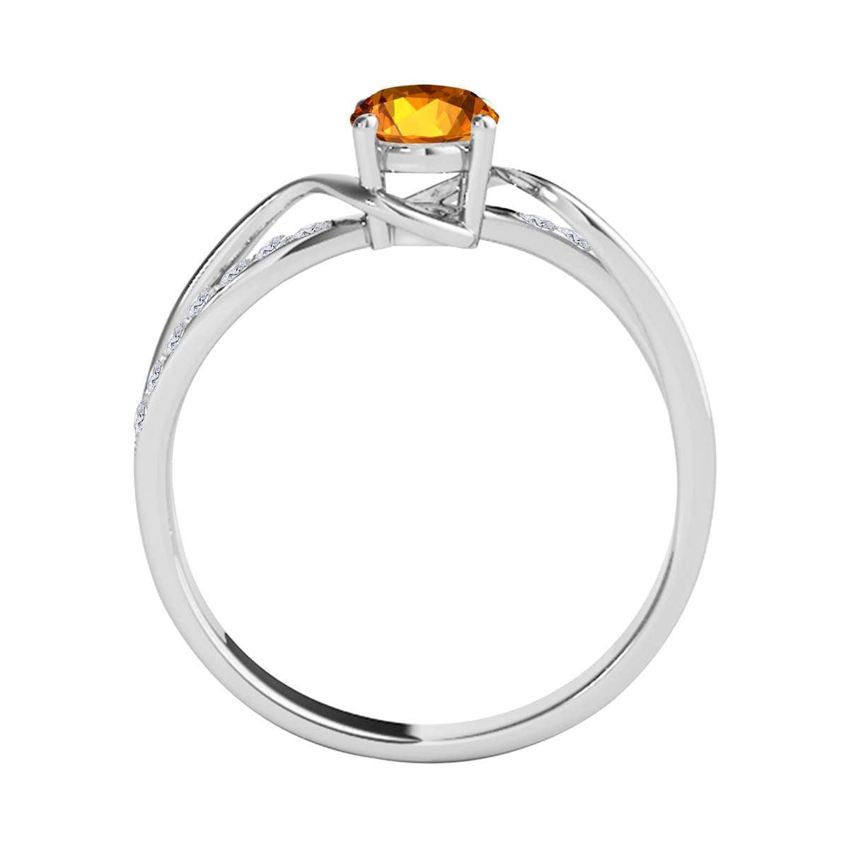 Maulijewels 1.40 Carat Oval Shape Citrine & Round White Diamond Gemstone Ring with an Enchanting Split Shank Design in Prong-Setting 14K White, Yellow, and Rose Gold